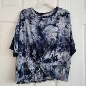 Navy Tie-Dye, Twist Front Cropped Tee